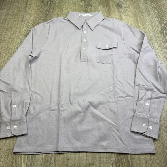 Criquet Mens Purple Pima Cotton Long Sleeve Rugby Players Polo Shirt Size L - Picture 2 of 14